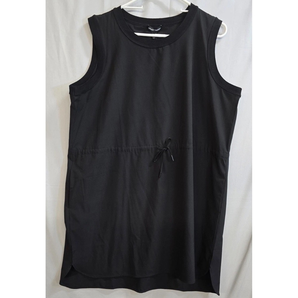 Hilary Radley Dress Womens 2XL Black Stretch Sleeveless Crew Tie Front Pockets